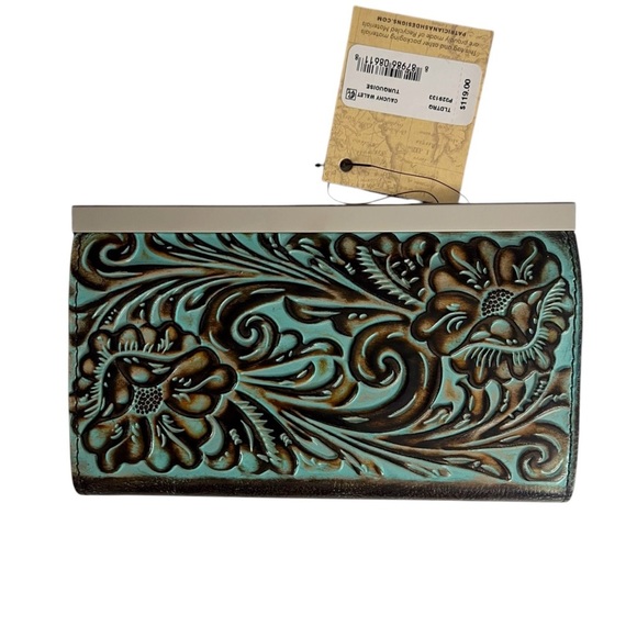 NWT Patricia Nash NWT CAUCHY Wallet turquoise tooled - Picture 2 of 8